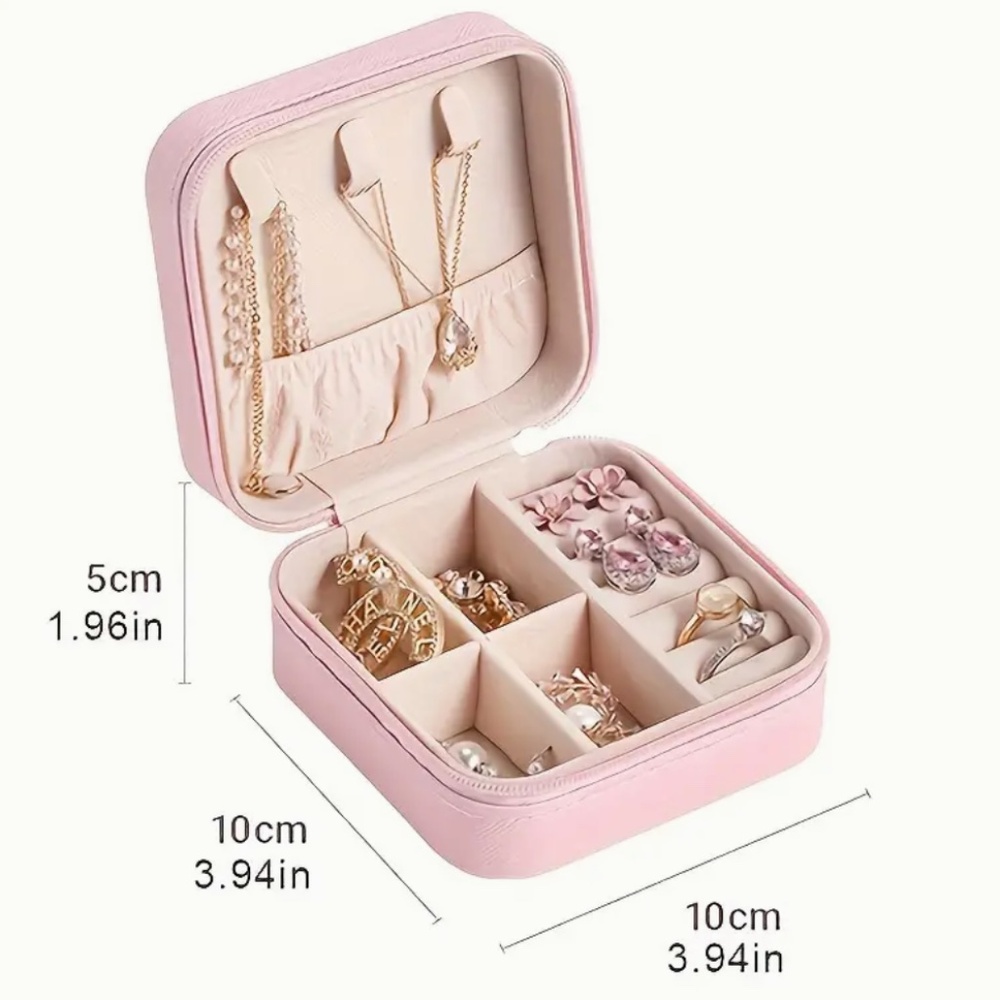 Pink Small PU Leather Jewelry Organizer Box -- Multiple Sections - Zipper - NWT - Picture 4 of 5